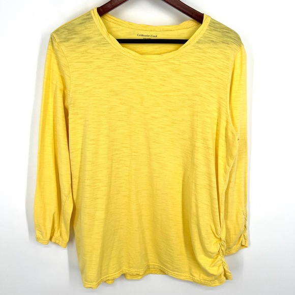 Coldwater Creek Tops - Coldwater Creek MODAL Womens Size L Large Yellow Long Sleeve Blouse Shirt Top
